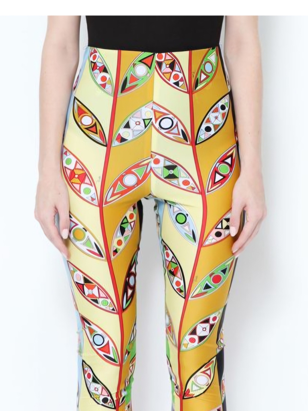 Emilio Pucci Yellow High-Waist Printed Leggings